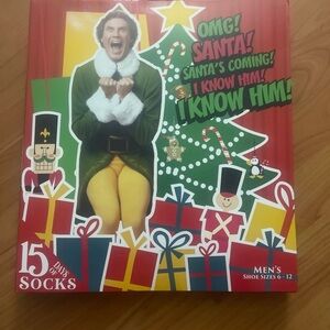 Men's Buddy The Elf 15 Days of Socks Advent Calendar 6-12 Assorted #C449 NWT